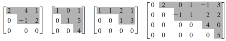 Exemplos de matrizes escalonadas
